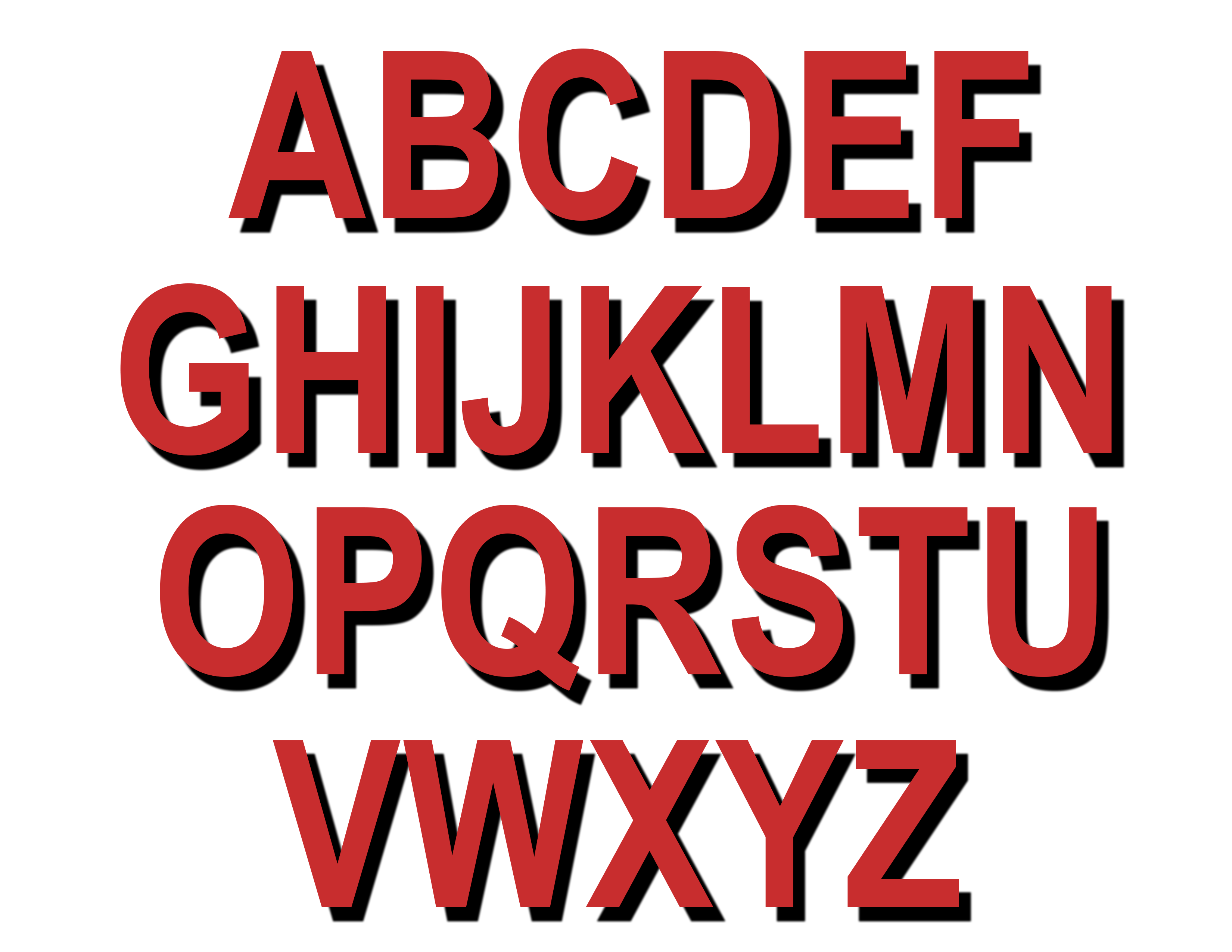 Font style preview alphabet